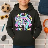 Kindergarten Here I Come Funny Unicorn Back To School Kids Hoodie thumb 2