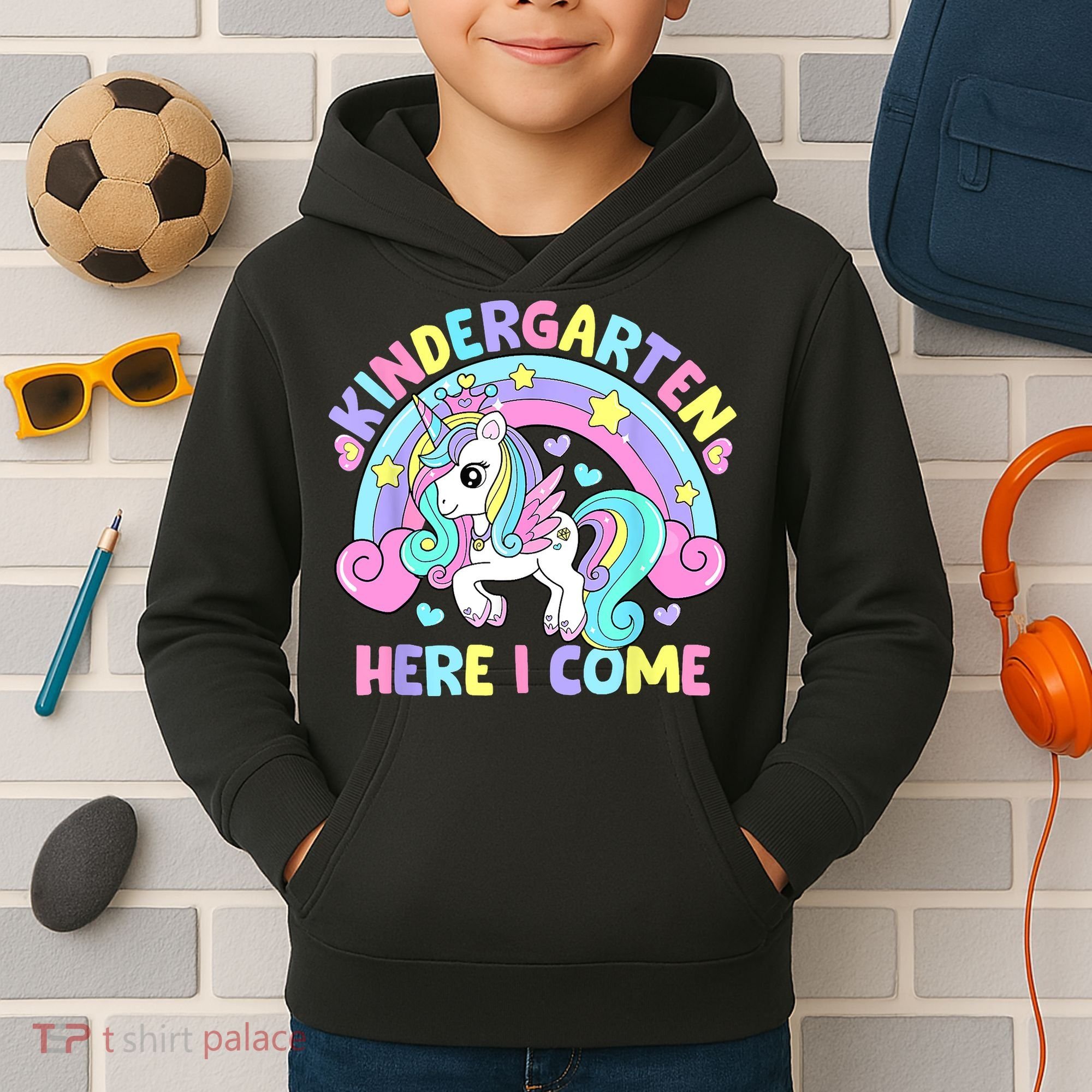 Kindergarten Here I Come Funny Unicorn Back To School Kids Hoodie