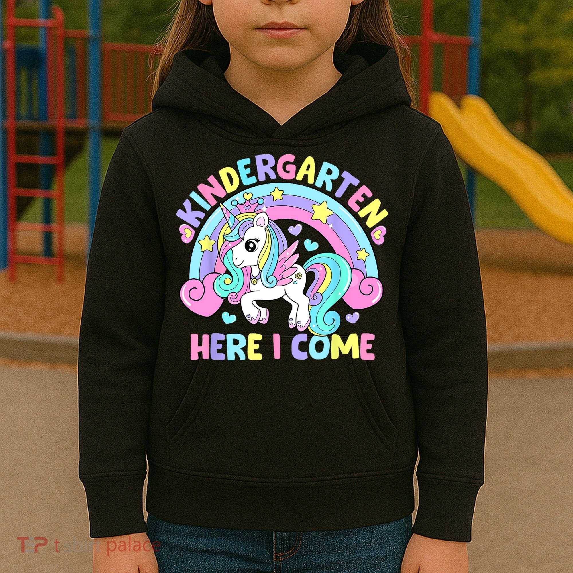 Kindergarten Here I Come Funny Unicorn Back To School Kids Hoodie