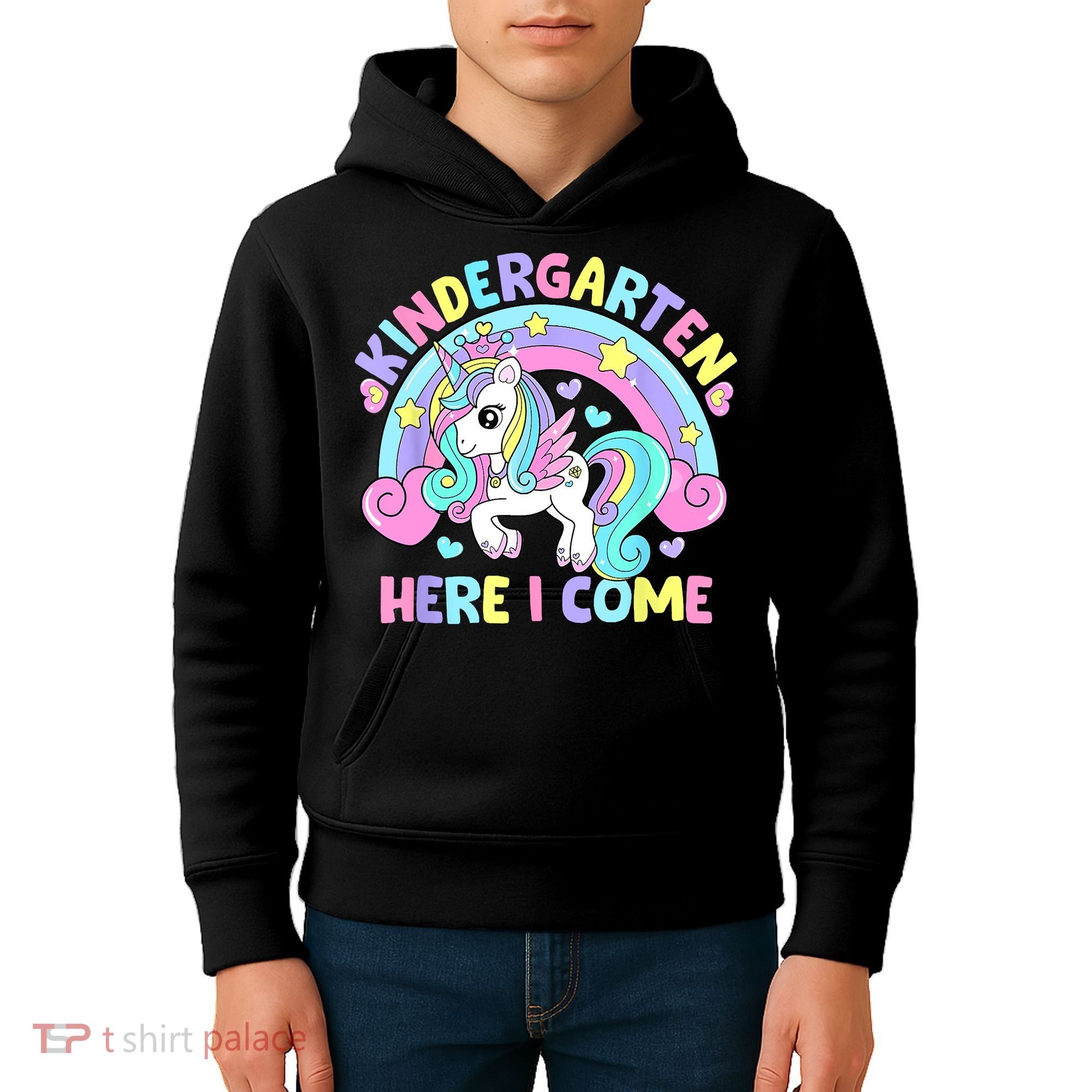 Kindergarten Here I Come Funny Unicorn Back To School Kids Hoodie