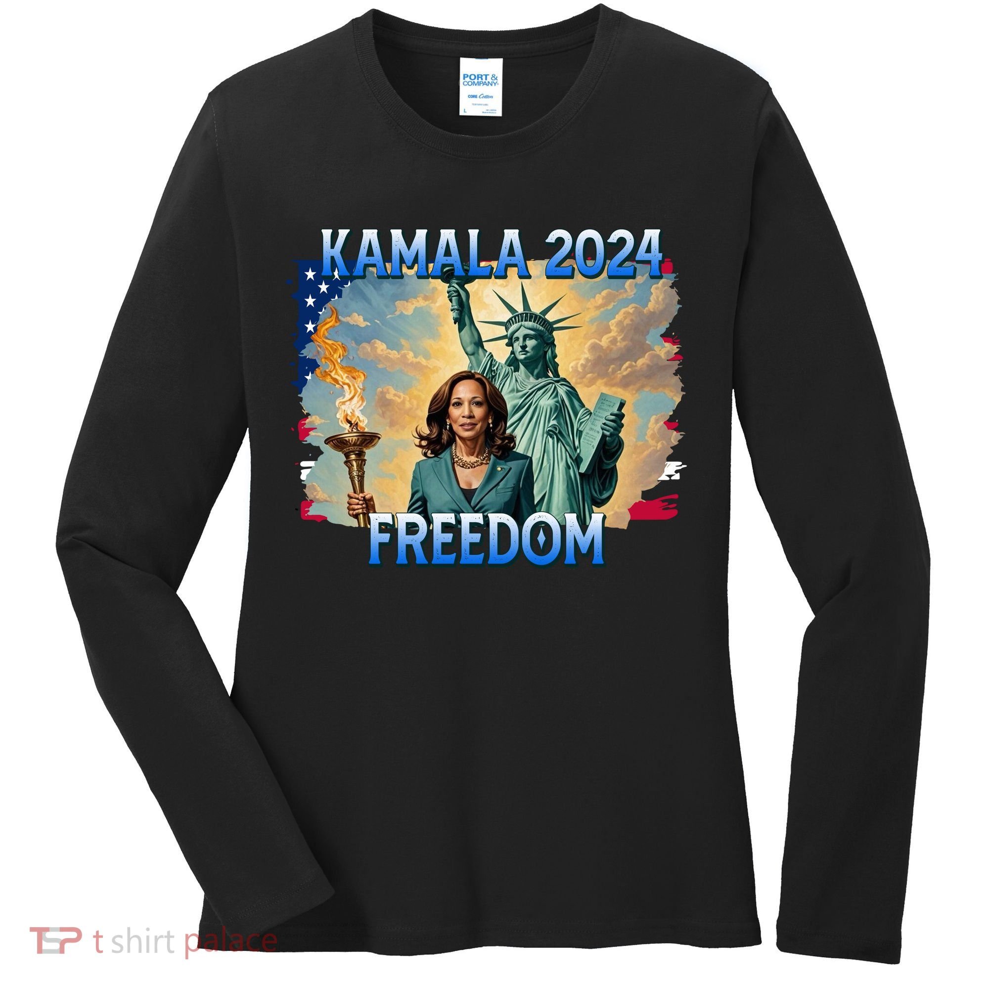Kamala Harris Lady Liberty Freedom 2024 Women's Long Sleeve Shirt