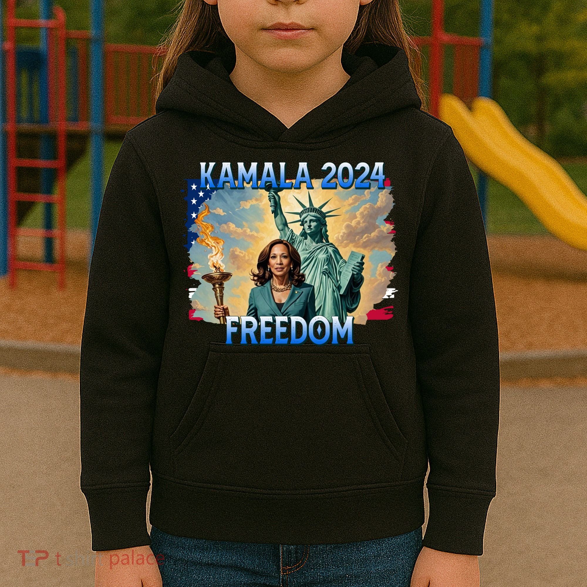 Kamala Harris Lady Liberty Freedom 2024 Kids Hoodie