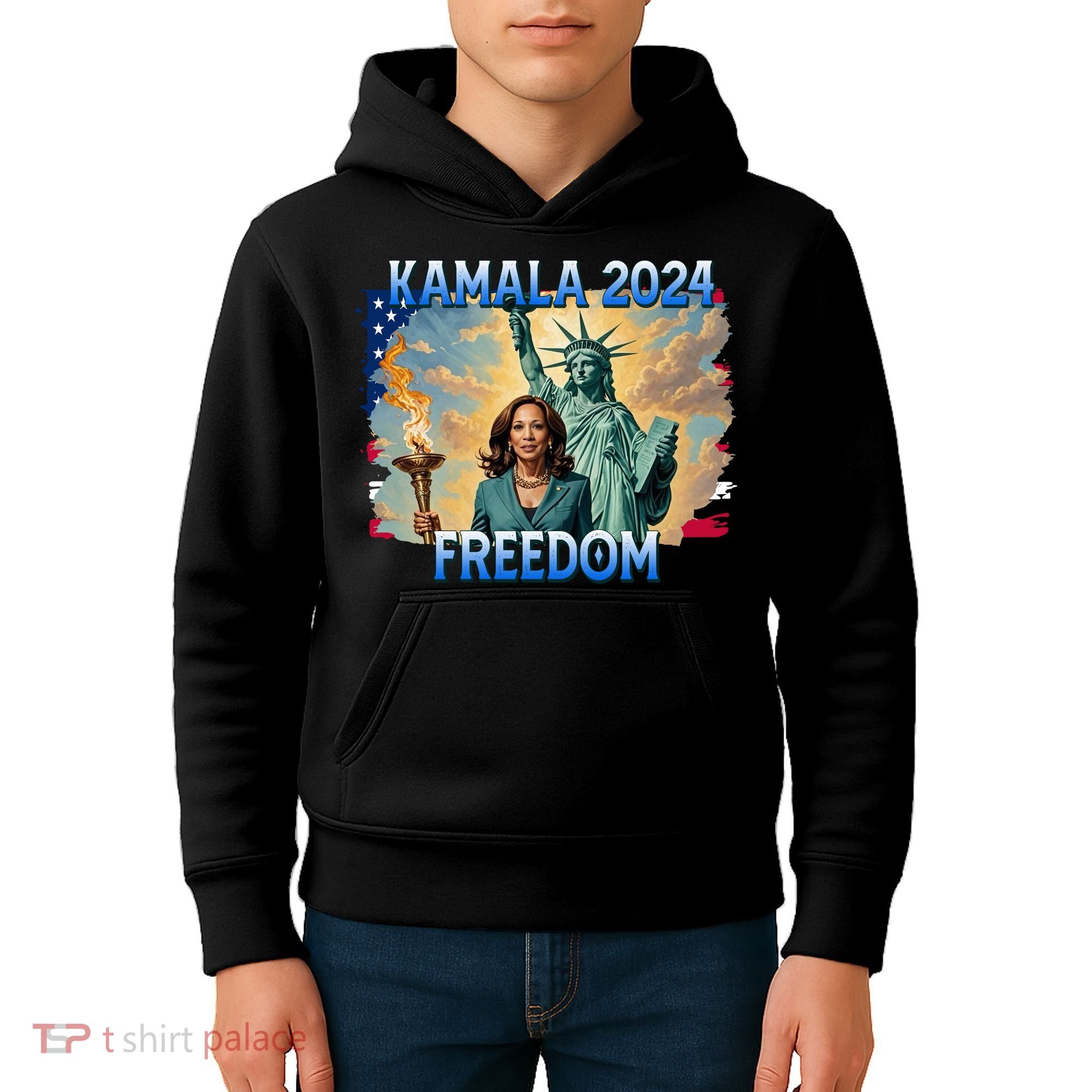 Kamala Harris Lady Liberty Freedom 2024 Kids Hoodie