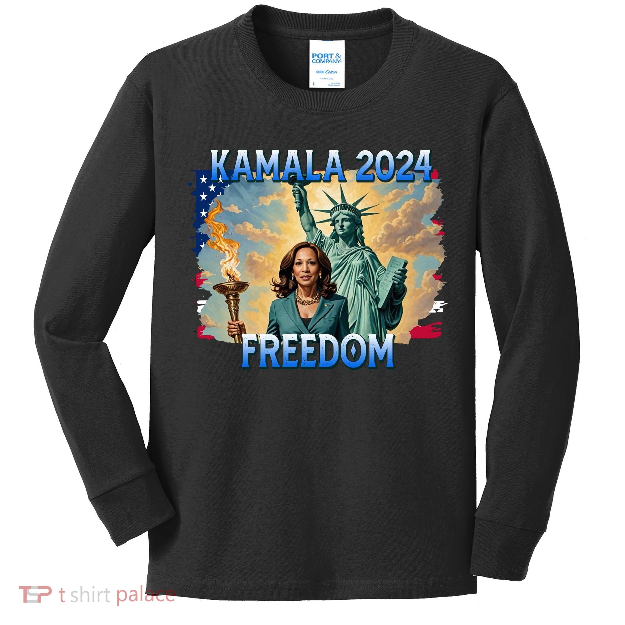 Kamala Harris Lady Liberty Freedom 2024 Kids Long Sleeve Shirt
