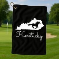 Kentucky Horse Map State Golf Towel thumb 1