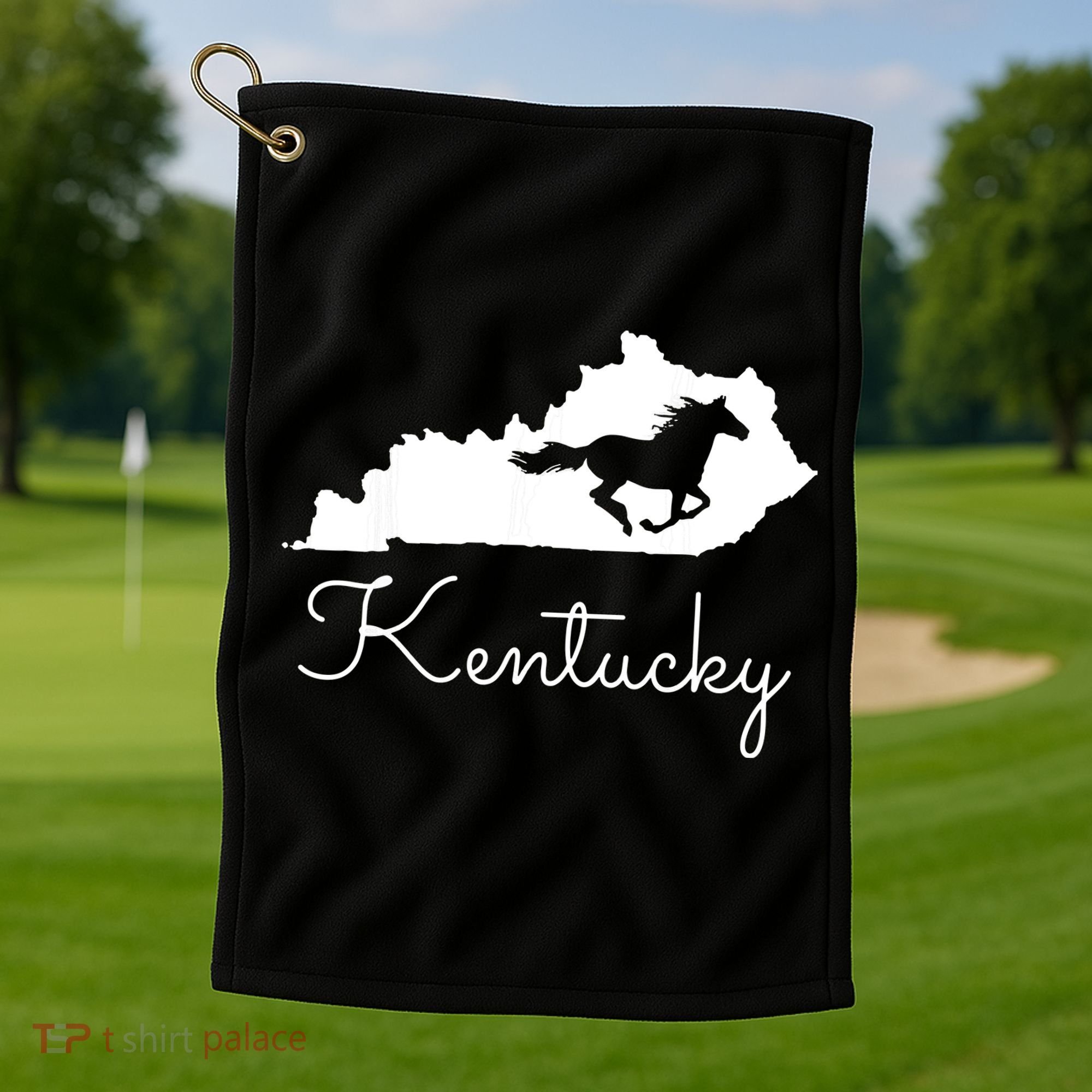 Kentucky Horse Map State Golf Towel