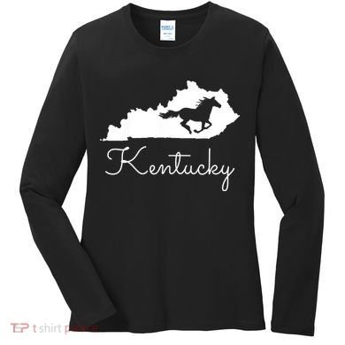 Kentucky Horse Map State Women's Long Sleeve Shirt