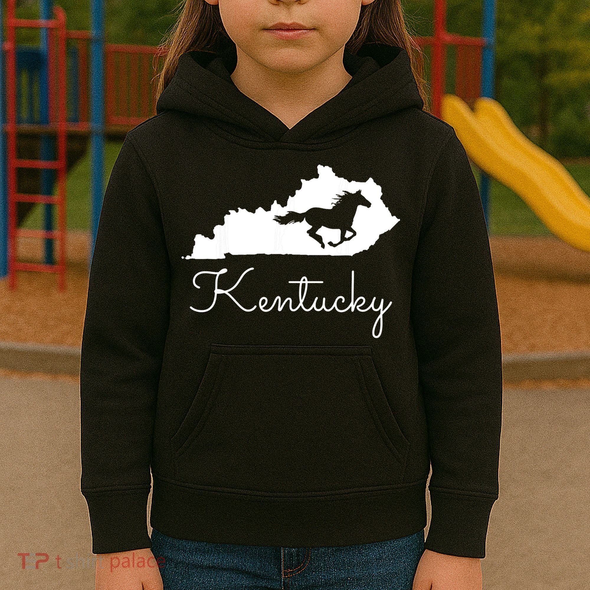 Kentucky Horse Map State Kids Hoodie