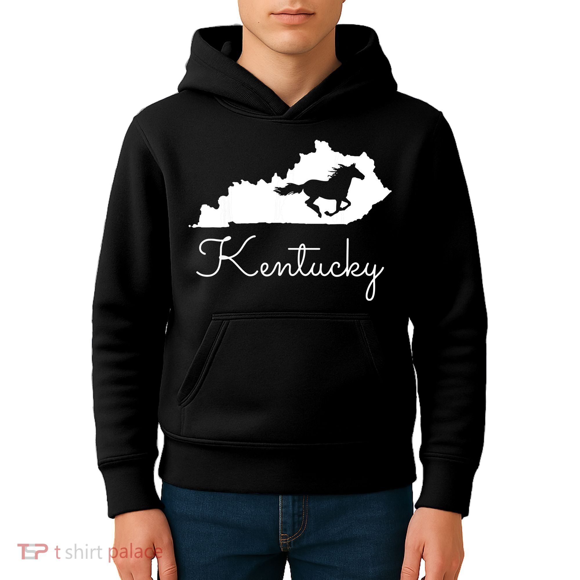Kentucky Horse Map State Kids Hoodie