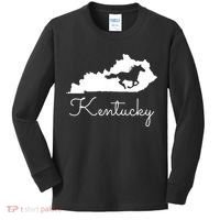 Kentucky Horse Map State Kids Long Sleeve Shirt thumb 0