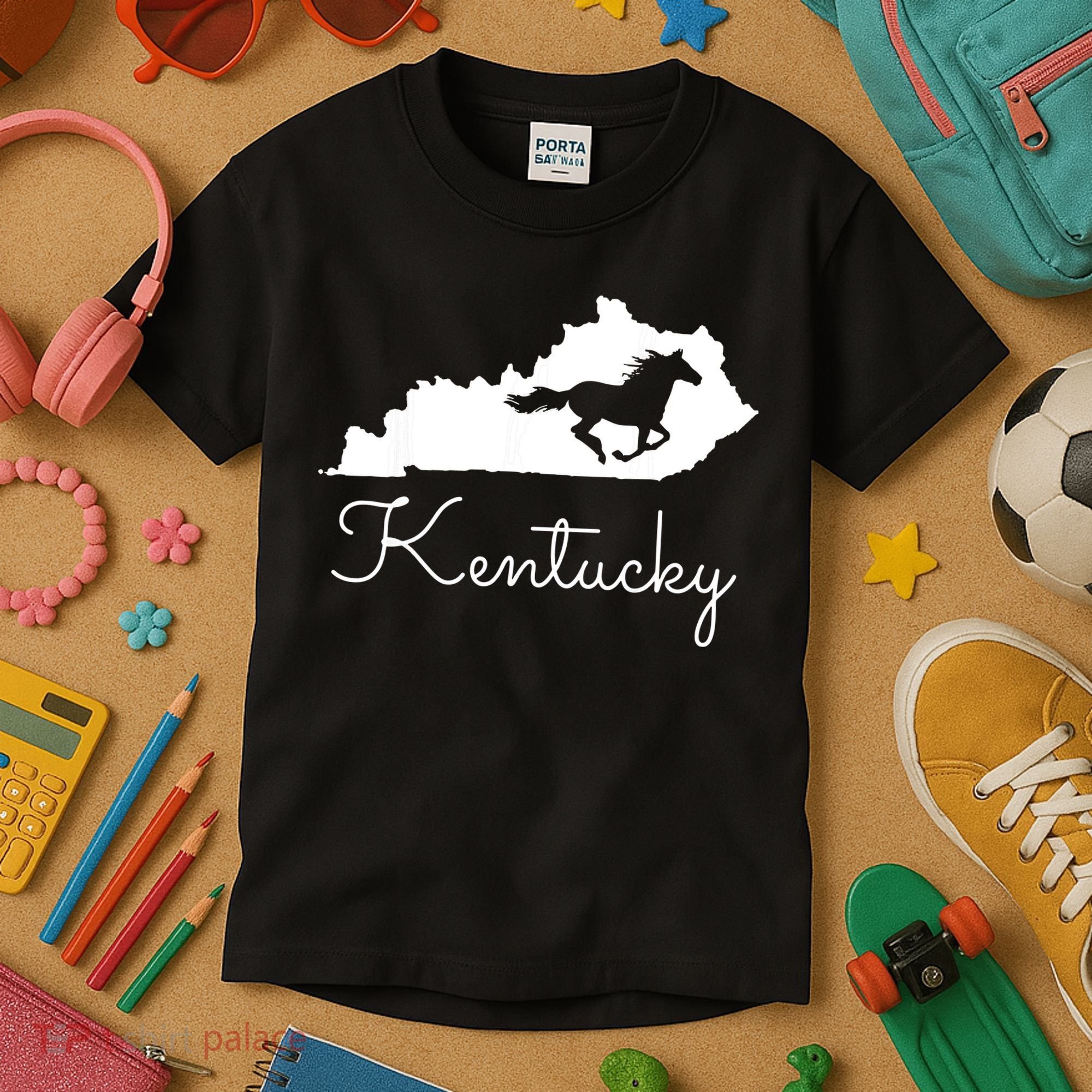 Kentucky Horse Map State Kids T-Shirt