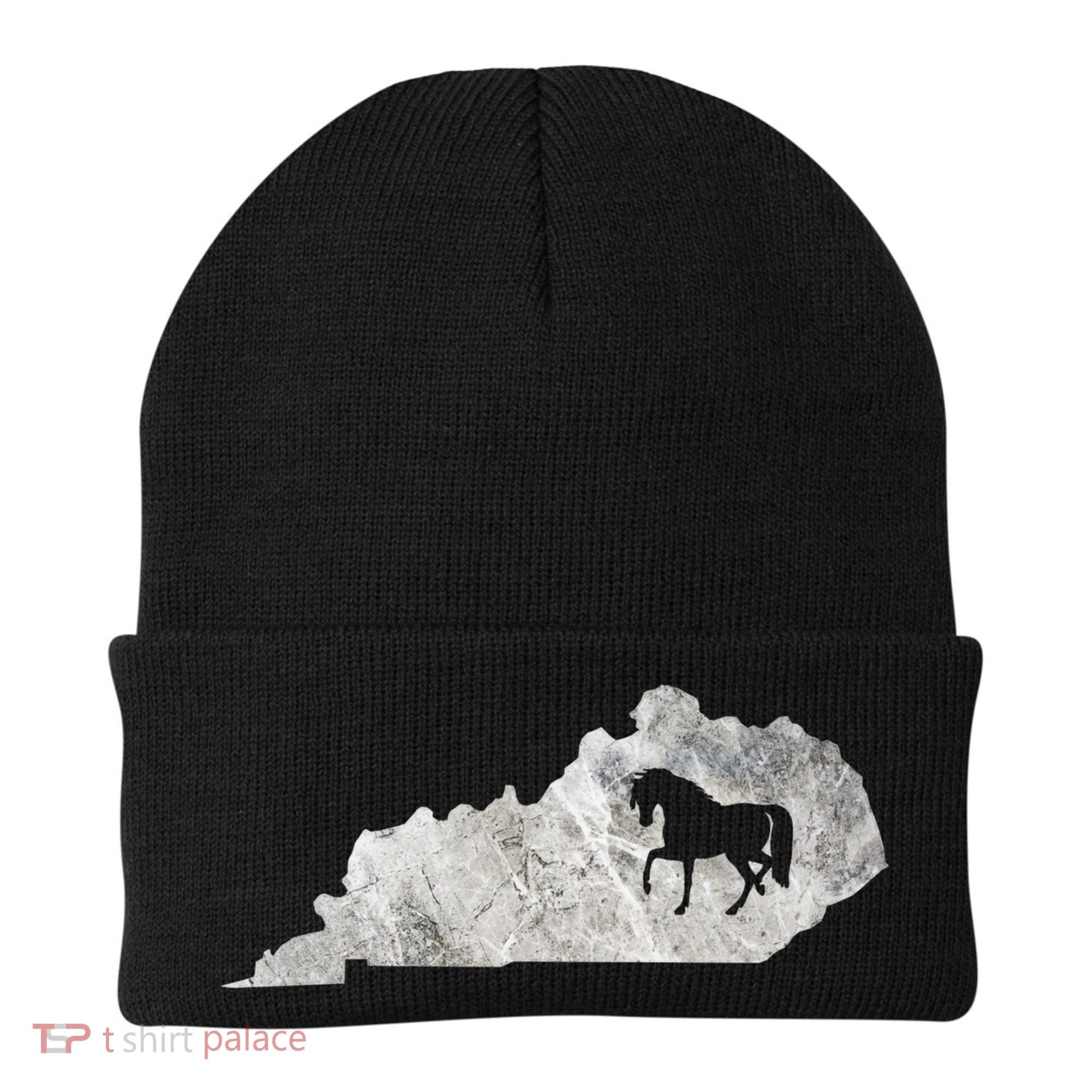 Kentucky Horse Map Horseback Riding Equestrian Racing Gift Beanie