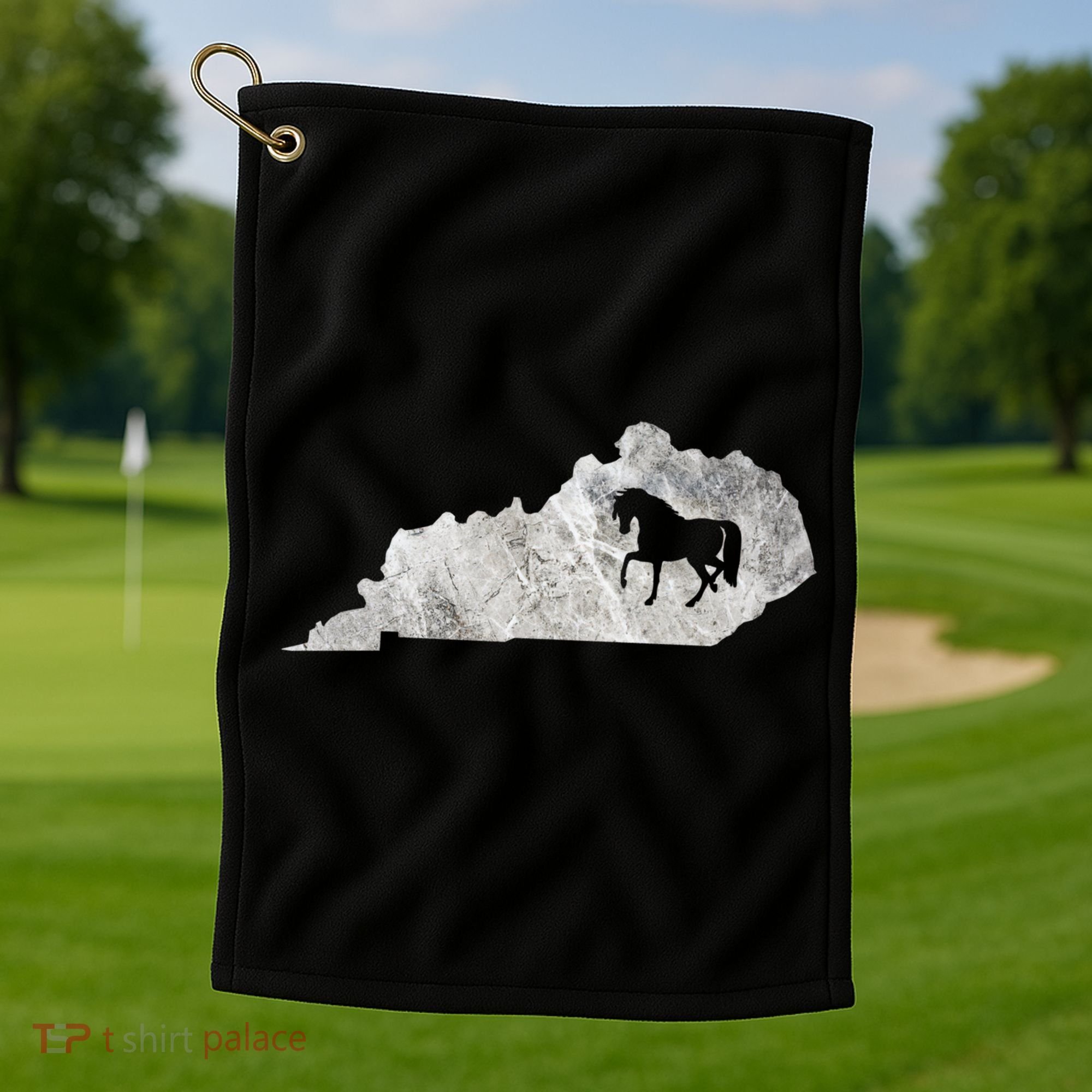 Kentucky Horse Map Horseback Riding Equestrian Racing Gift Golf Towel