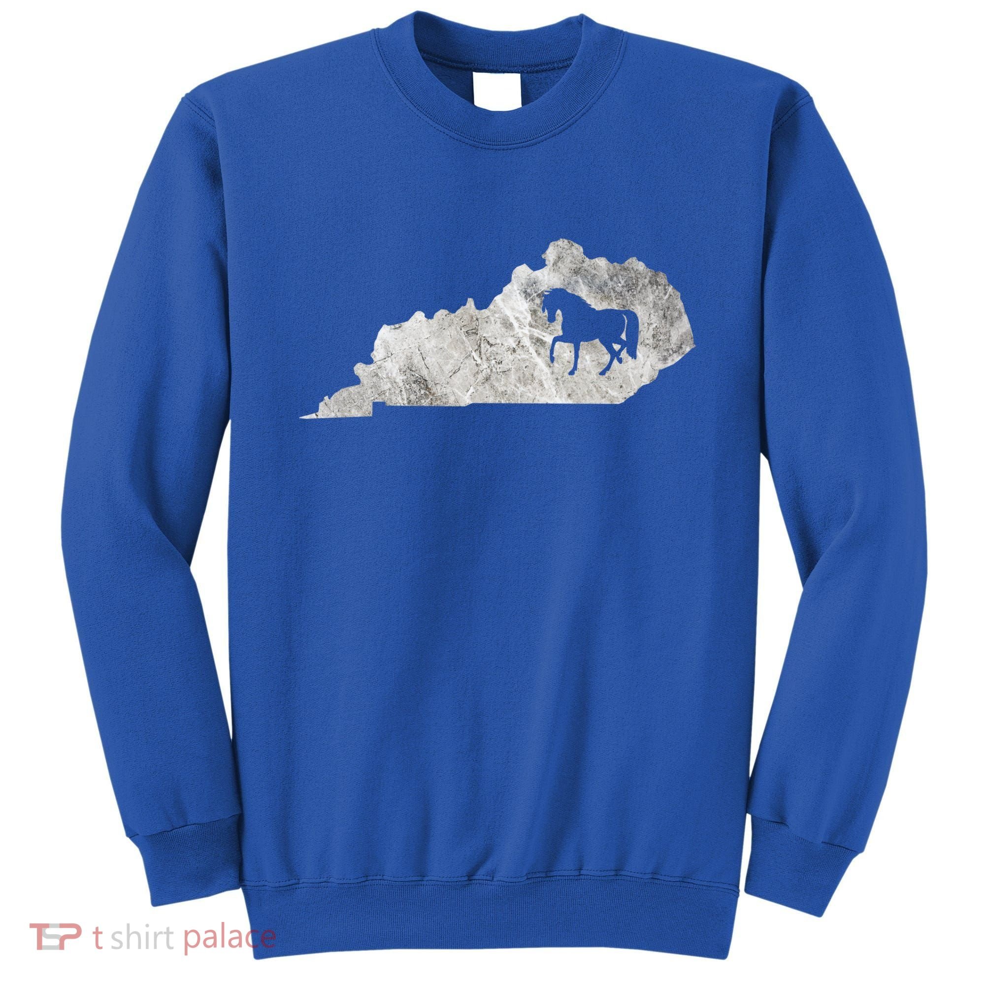 Kentucky Horse Map Horseback Riding Equestrian Racing Gift Sweatshirt
