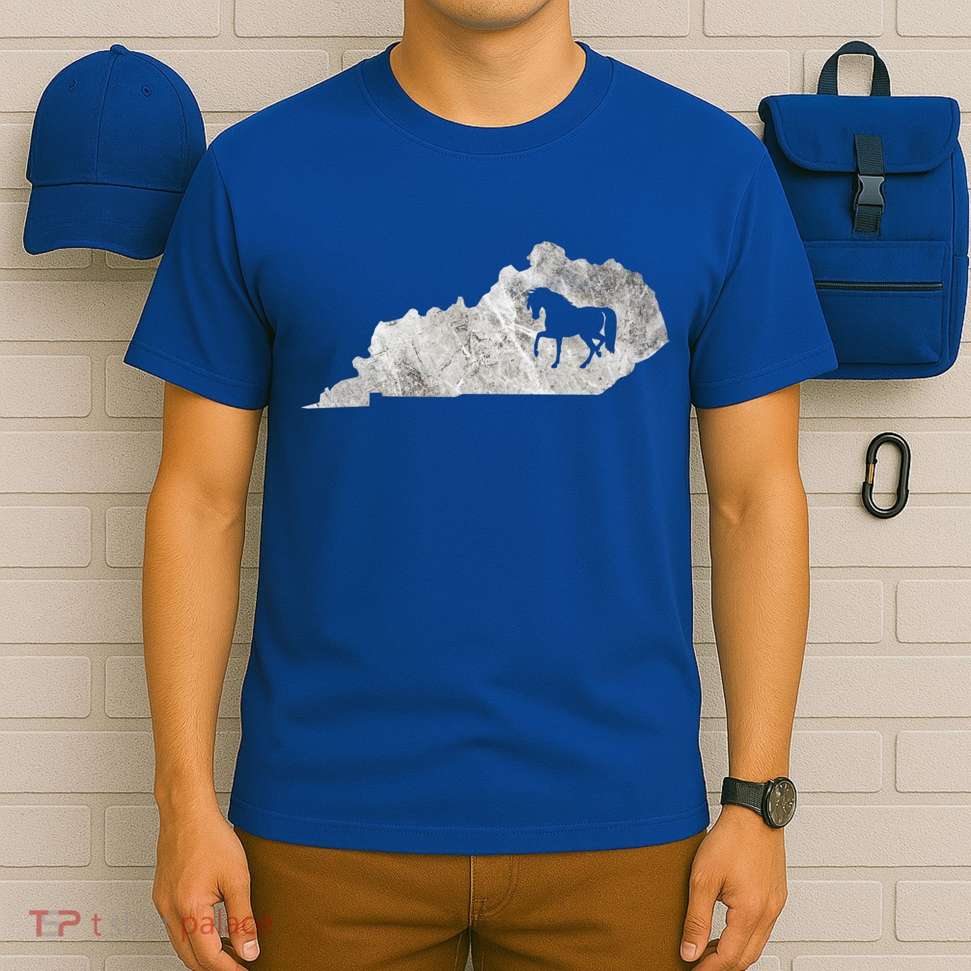 Kentucky Horse Map Horseback Riding Equestrian Racing Gift T-Shirt