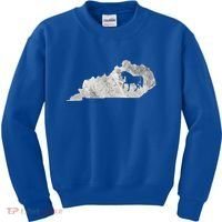 Kentucky Horse Map Horseback Riding Equestrian Racing Gift Kids Sweatshirt thumb 0