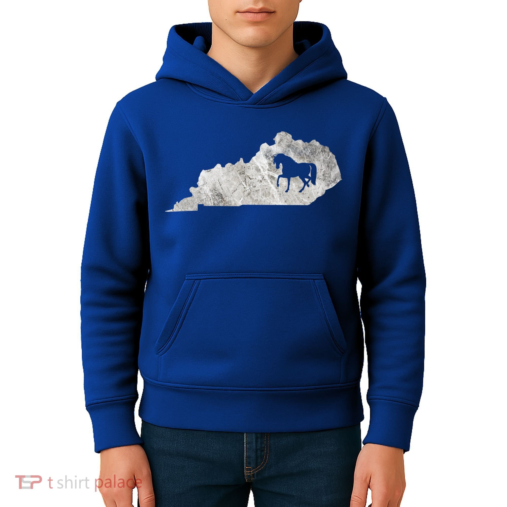 Kentucky Horse Map Horseback Riding Equestrian Racing Gift Kids Hoodie