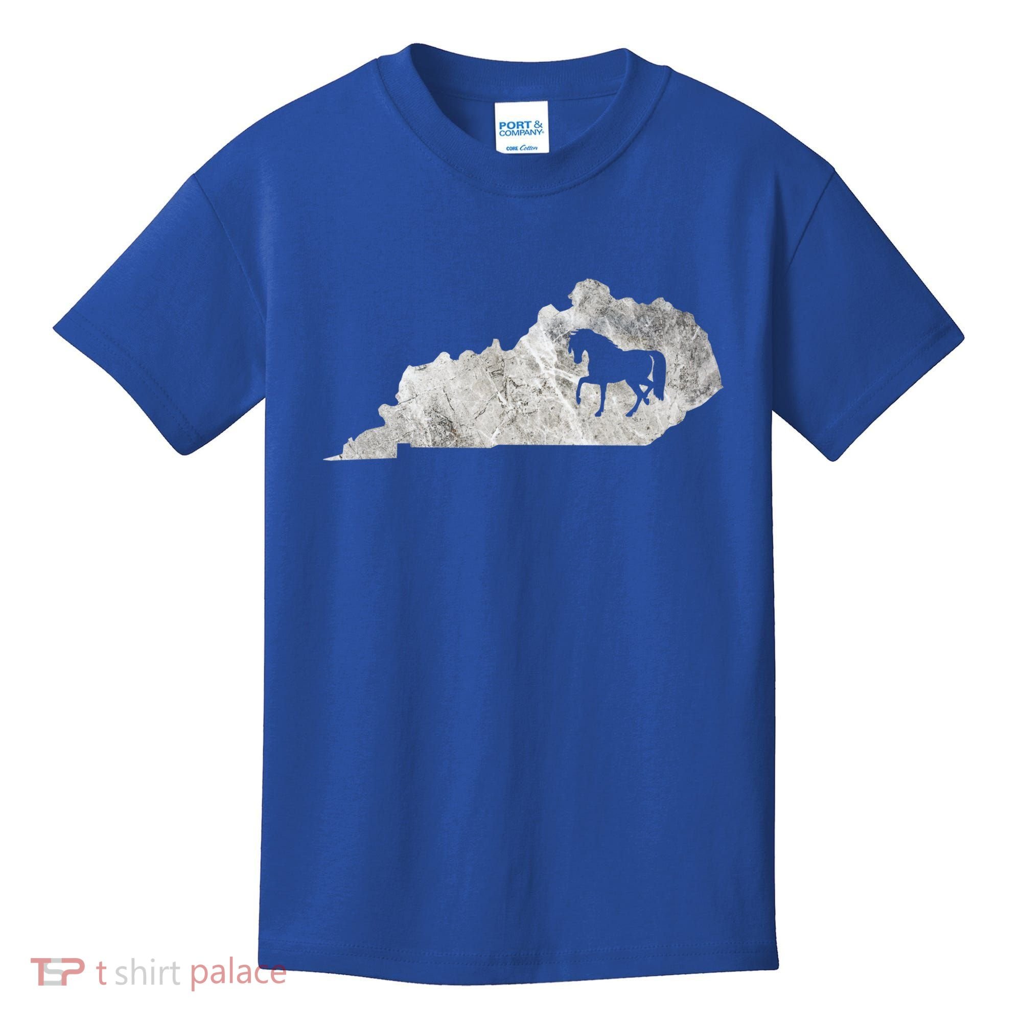 Kentucky Horse Map Horseback Riding Equestrian Racing Gift Kids T-Shirt
