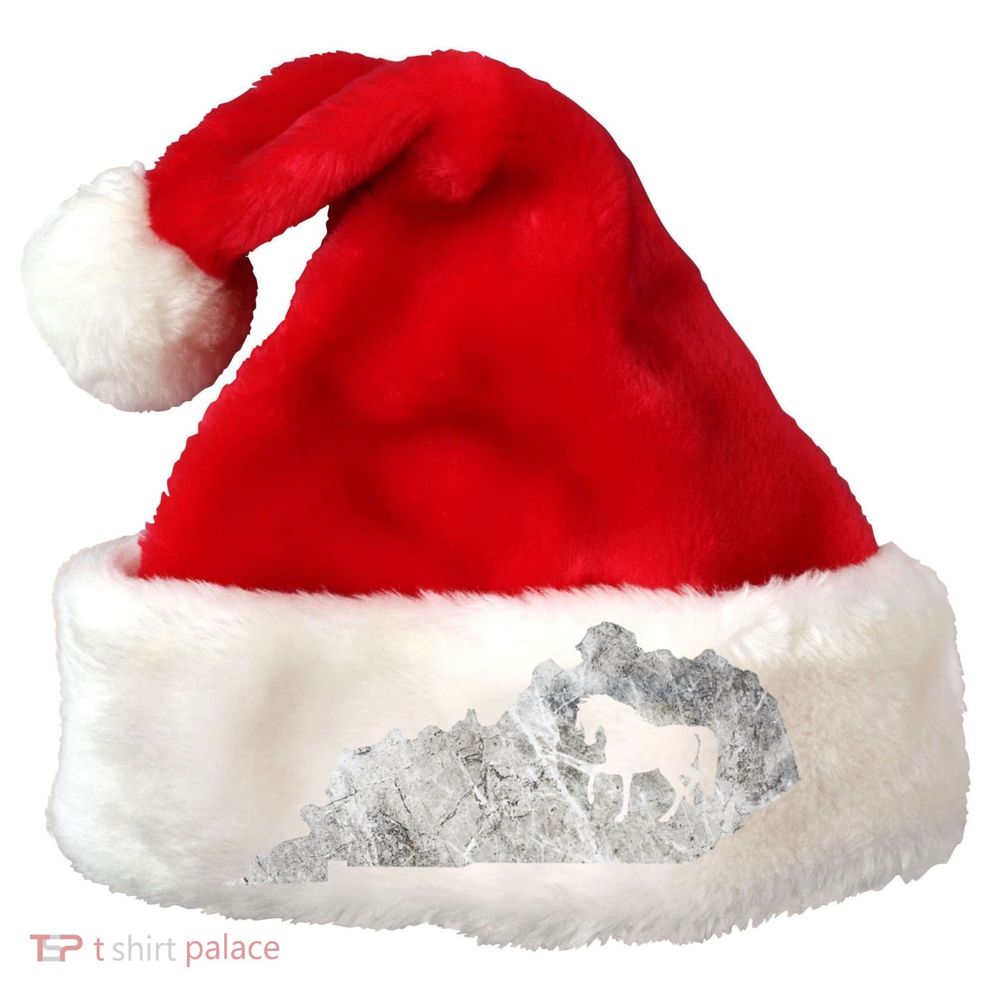 Kentucky Horse Map Horseback Riding Equestrian Racing Gift Santa Hat