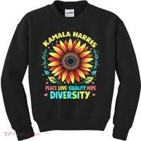 Kamala Harris Peace Love Equality Hope Diversity Kids Sweatshirt thumb 0