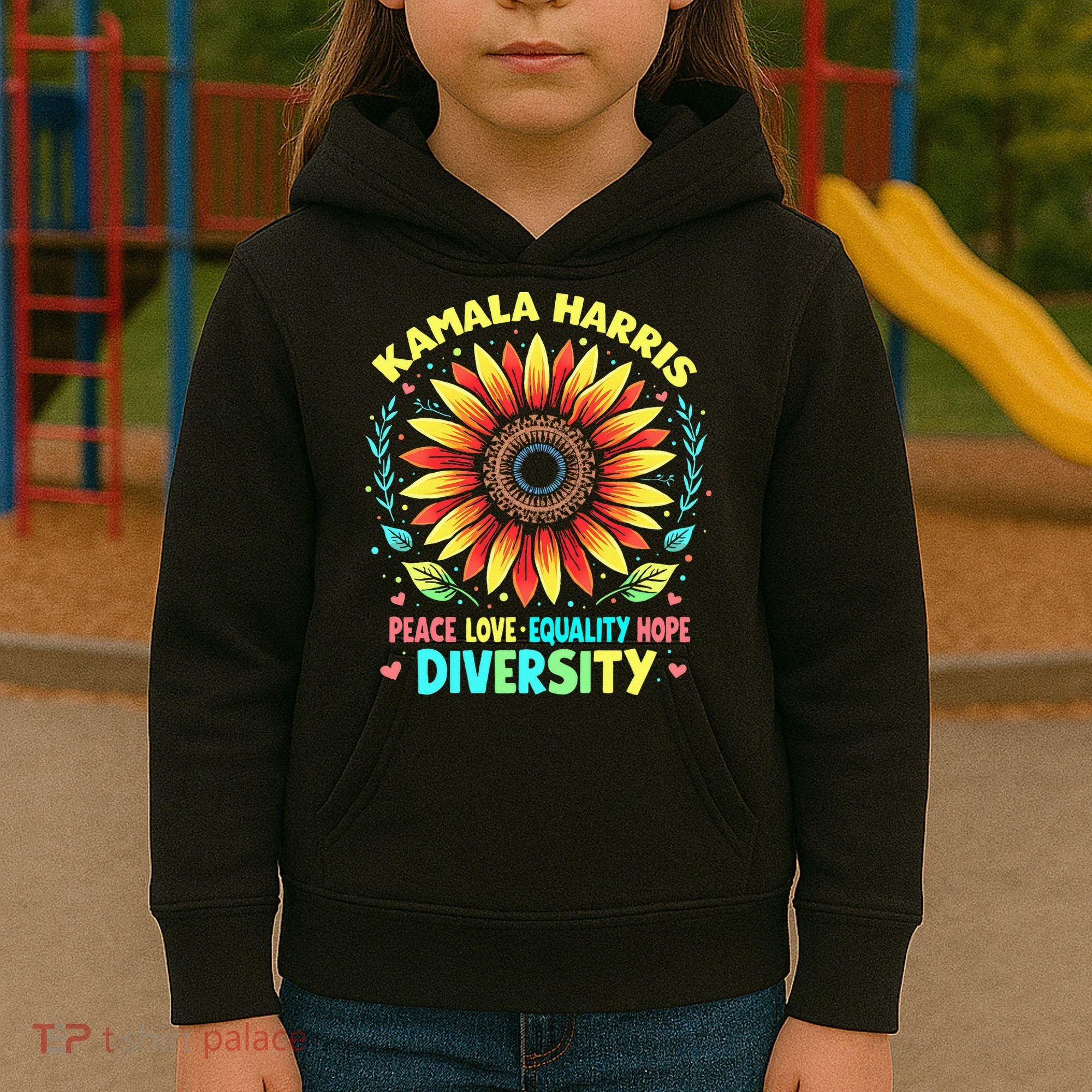 Kamala Harris Peace Love Equality Hope Diversity Kids Hoodie