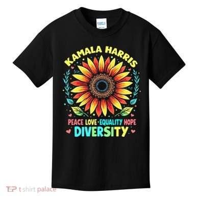 Kamala Harris Peace Love Equality Hope Diversity Kids T-Shirt