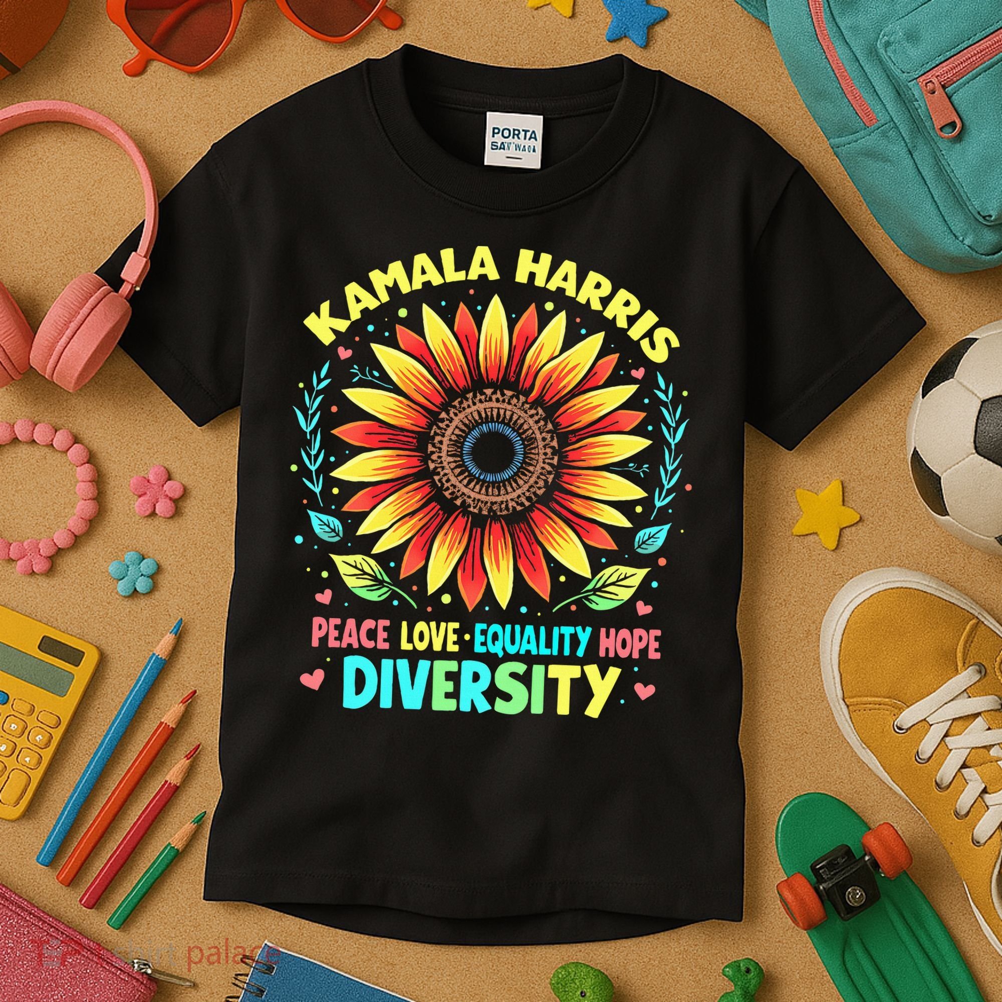 Kamala Harris Peace Love Equality Hope Diversity Kids T-Shirt