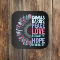 Kamala Harris Peace Love Equality Hope Diversity Coaster thumb 0