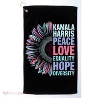 Kamala Harris Peace Love Equality Hope Diversity Golf Towel thumb 0