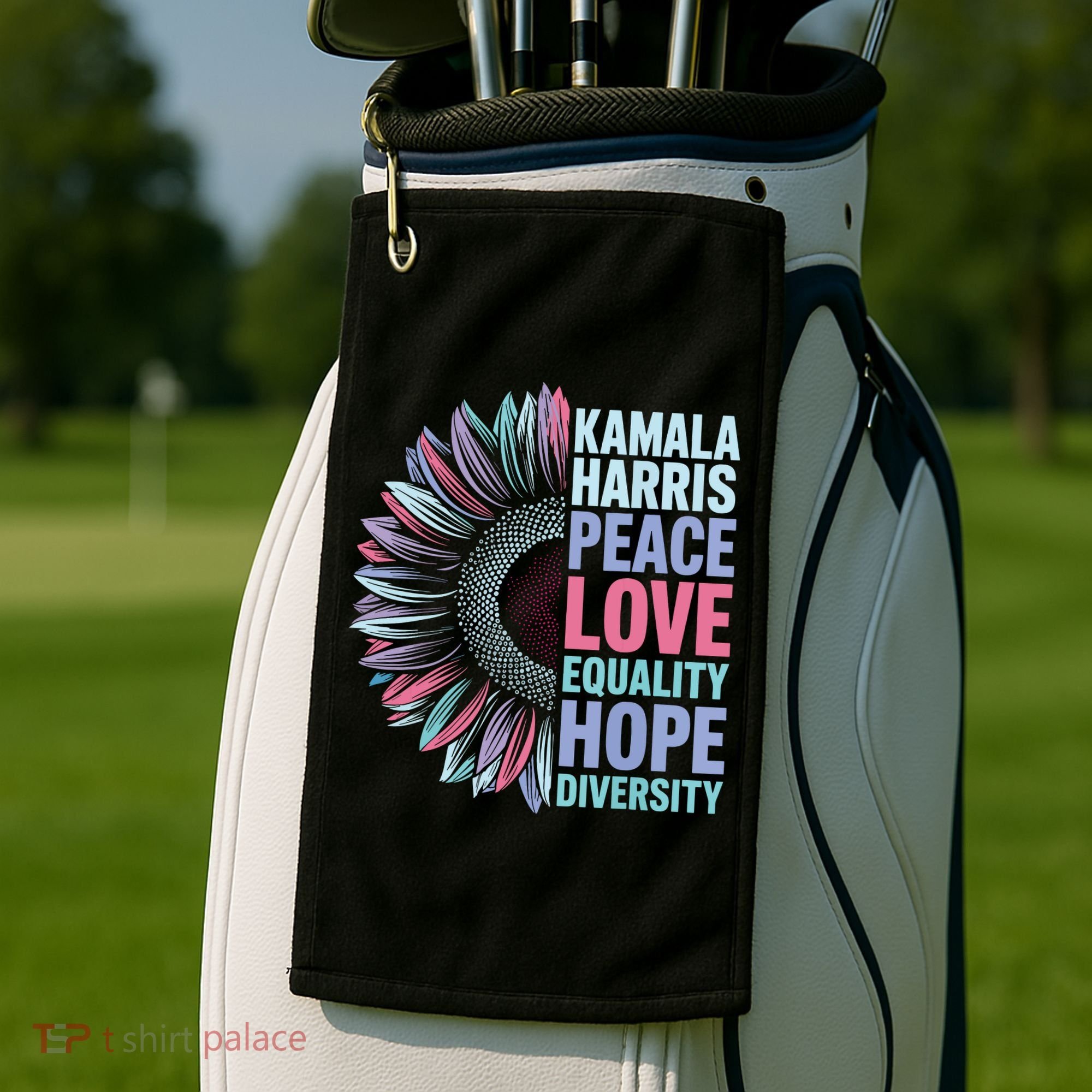 Kamala Harris Peace Love Equality Hope Diversity Golf Towel