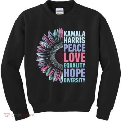 Kamala Harris Peace Love Equality Hope Diversity Kids Sweatshirt