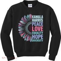Kamala Harris Peace Love Equality Hope Diversity Kids Sweatshirt thumb 0