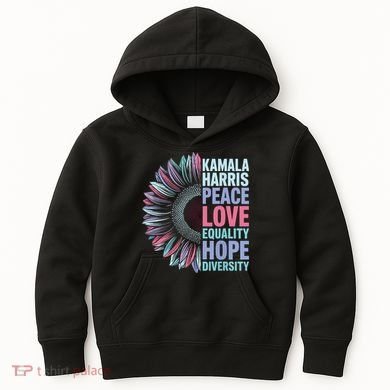 Kamala Harris Peace Love Equality Hope Diversity Kids Hoodie
