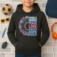 Kamala Harris Peace Love Equality Hope Diversity Kids Hoodie thumb 2