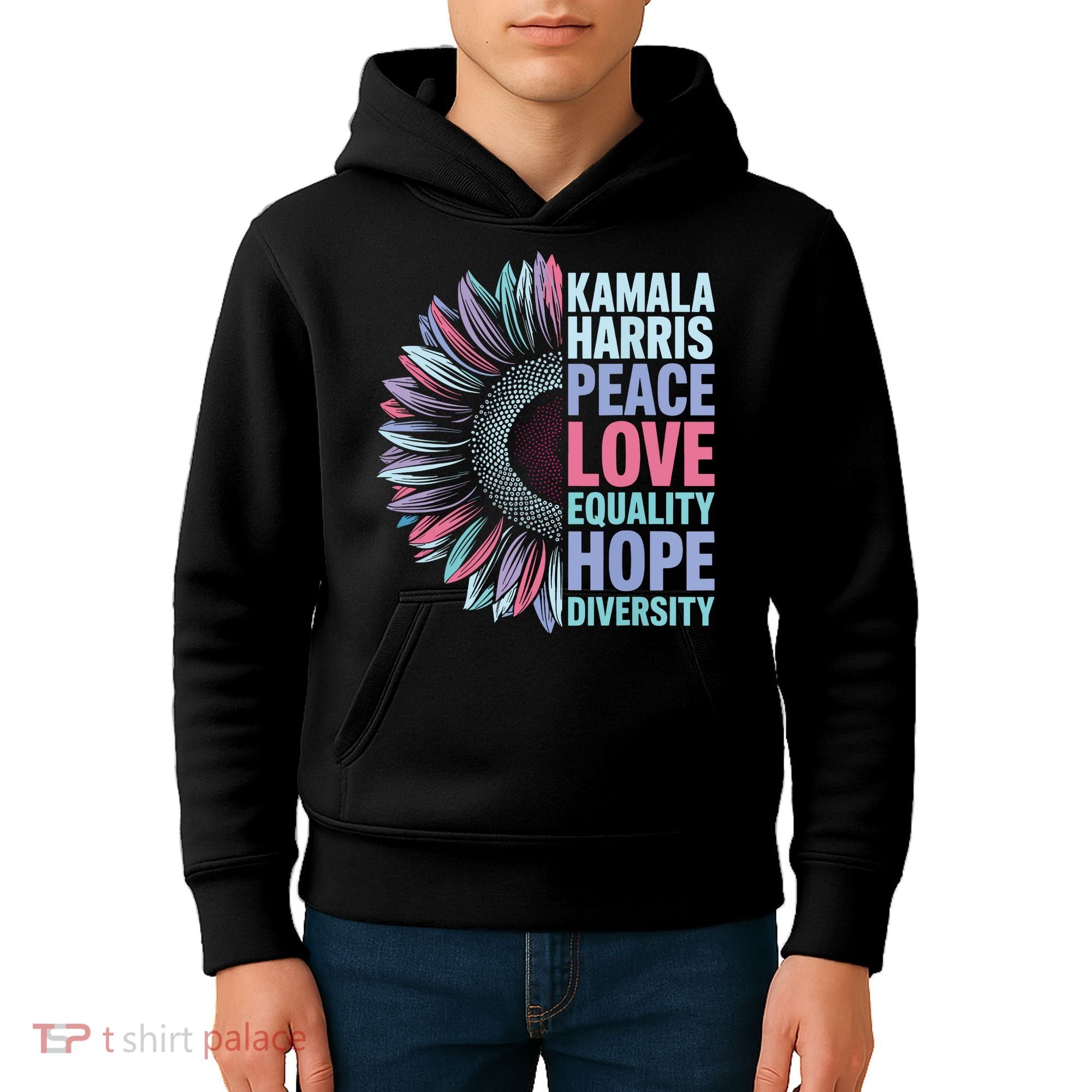 Kamala Harris Peace Love Equality Hope Diversity Kids Hoodie