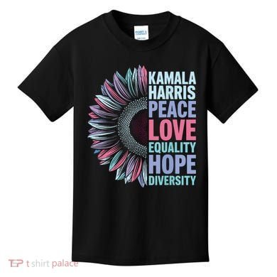 Kamala Harris Peace Love Equality Hope Diversity Kids T-Shirt