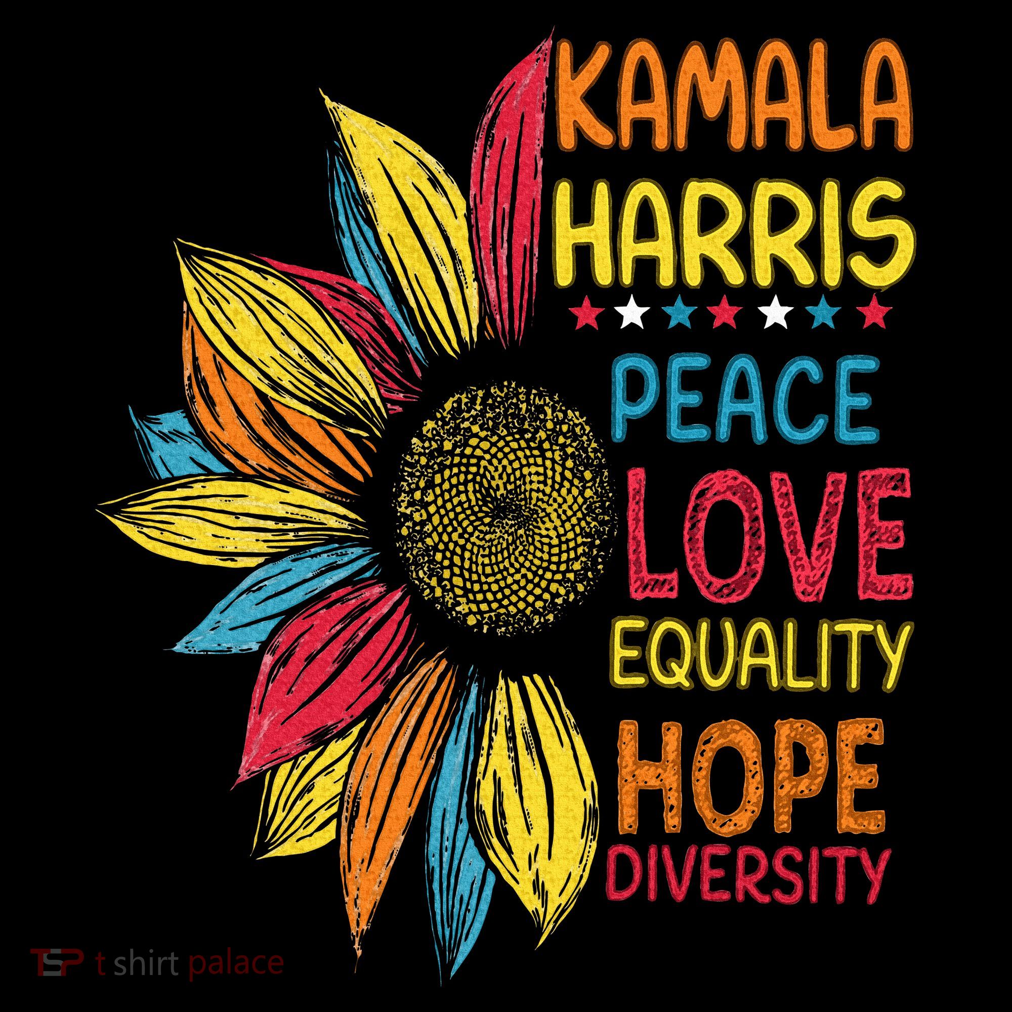 Kamala Harris Peace Love Equality Hope Diversity T-Shirt