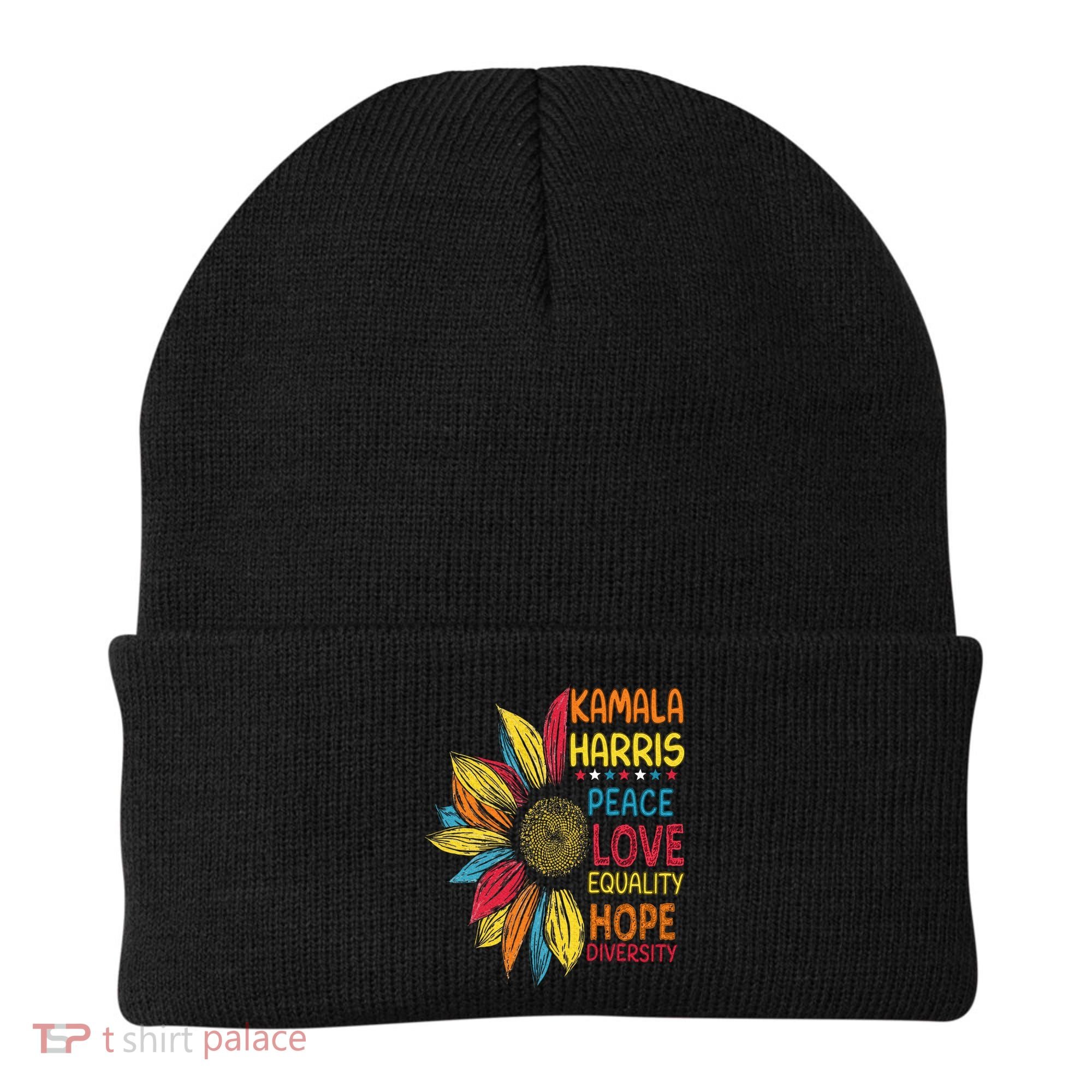 Kamala Harris Peace Love Equality Hope Diversity Beanie