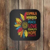 Kamala Harris Peace Love Equality Hope Diversity Coaster thumb 0