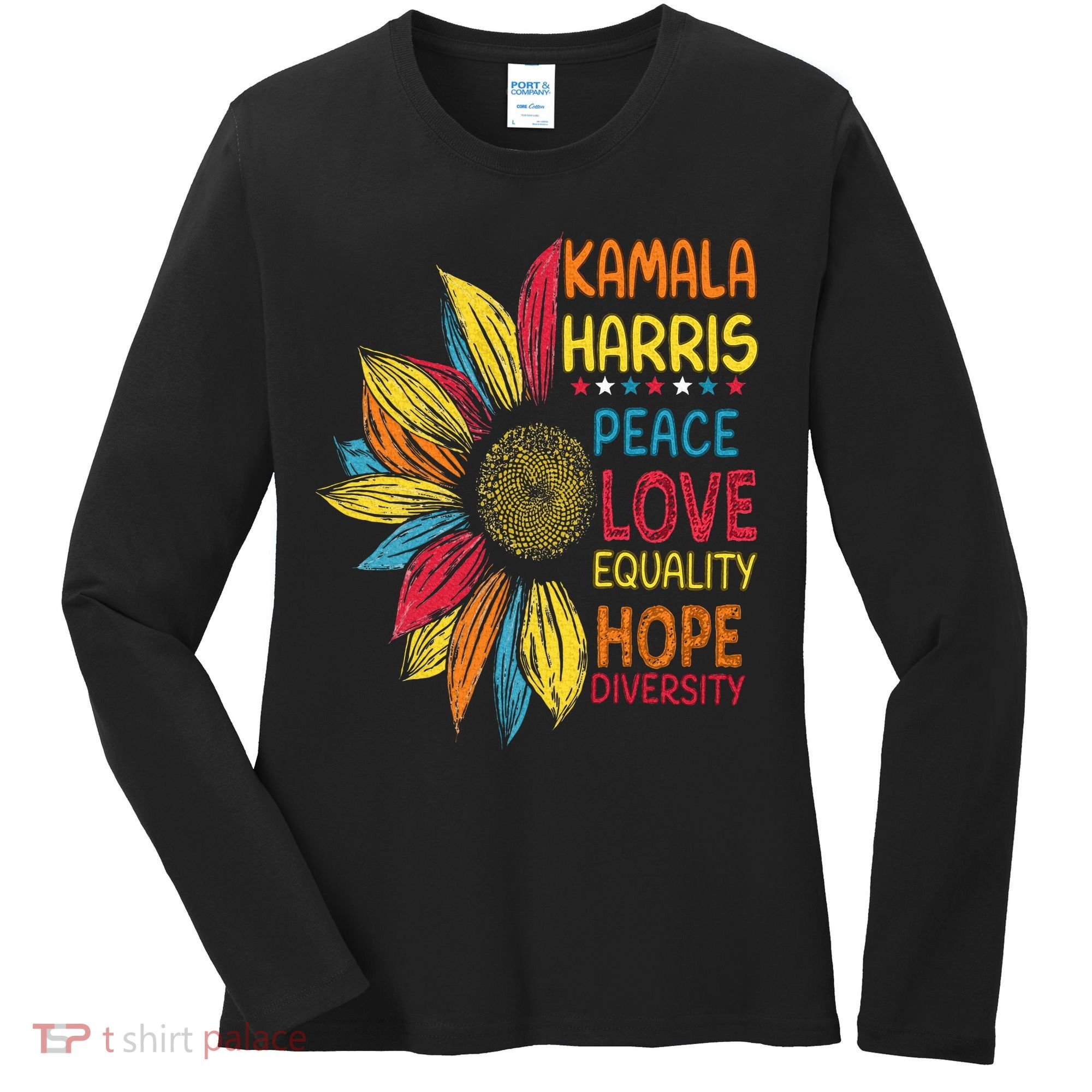 Kamala Harris Peace Love Equality Hope Diversity Women's Long Sleeve Shirt