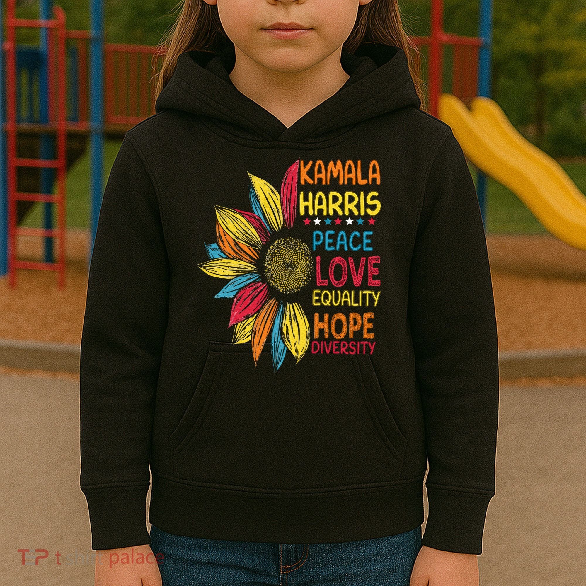 Kamala Harris Peace Love Equality Hope Diversity Kids Hoodie