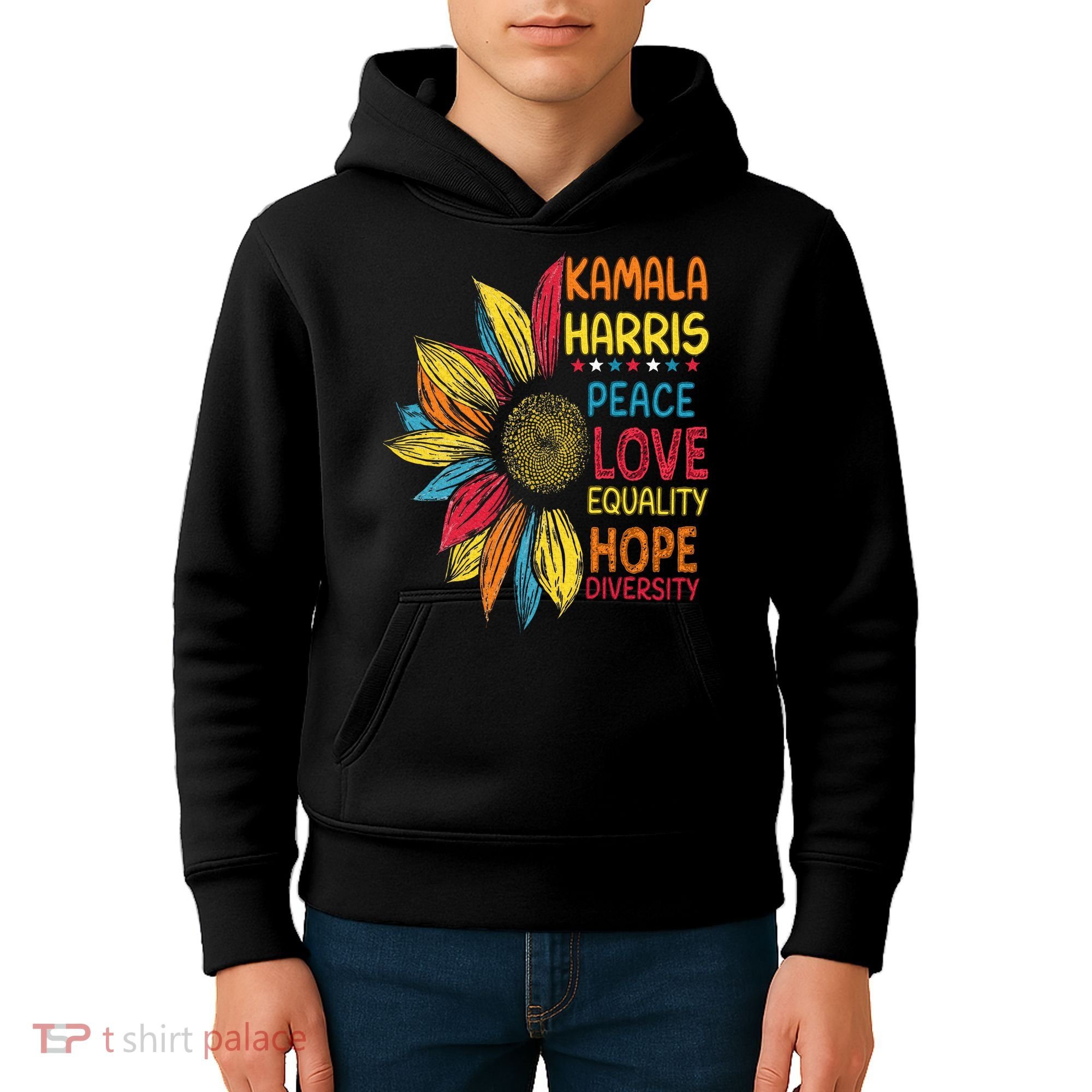 Kamala Harris Peace Love Equality Hope Diversity Kids Hoodie