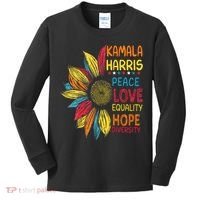 Kamala Harris Peace Love Equality Hope Diversity Kids Long Sleeve Shirt thumb 0