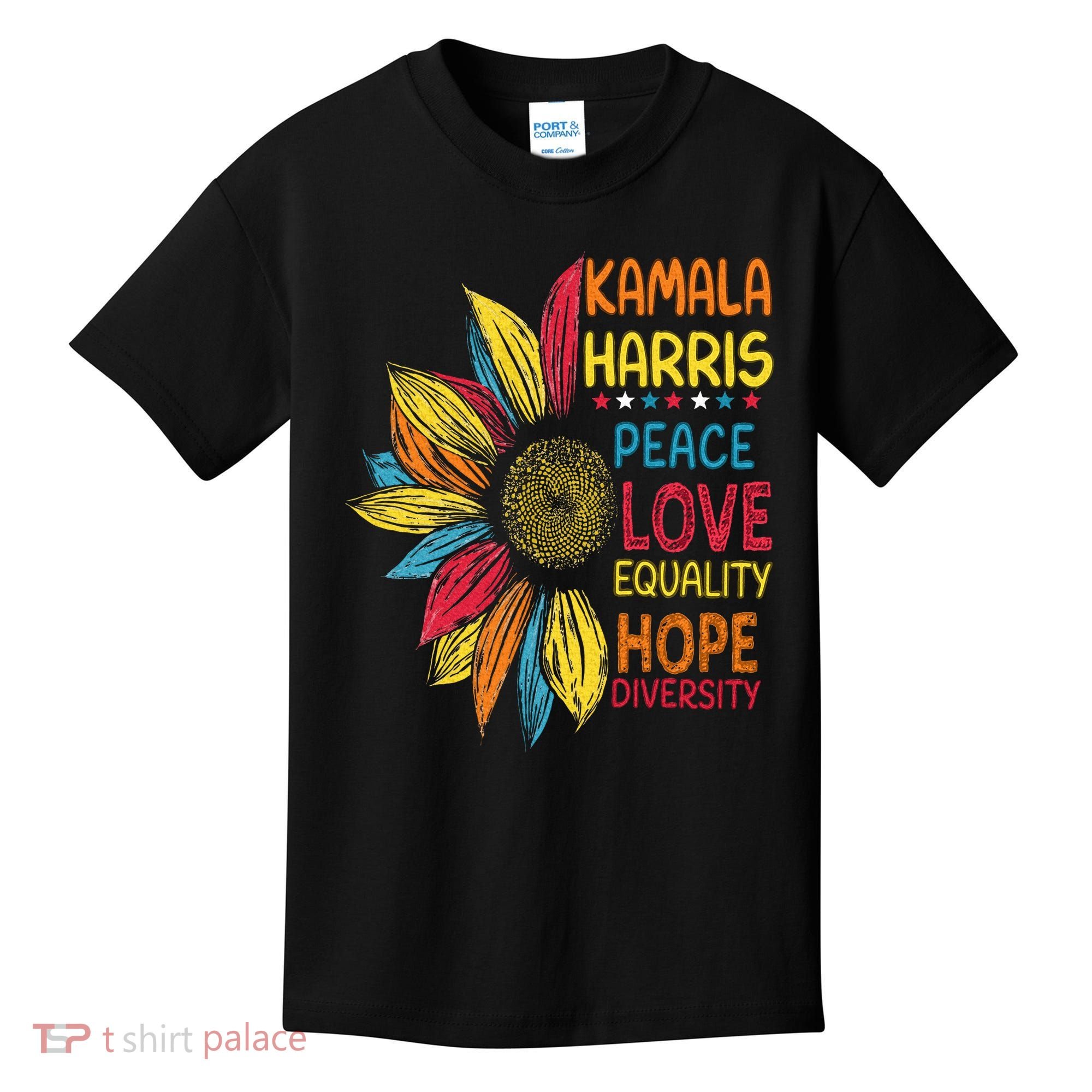 Kamala Harris Peace Love Equality Hope Diversity Kids T-Shirt