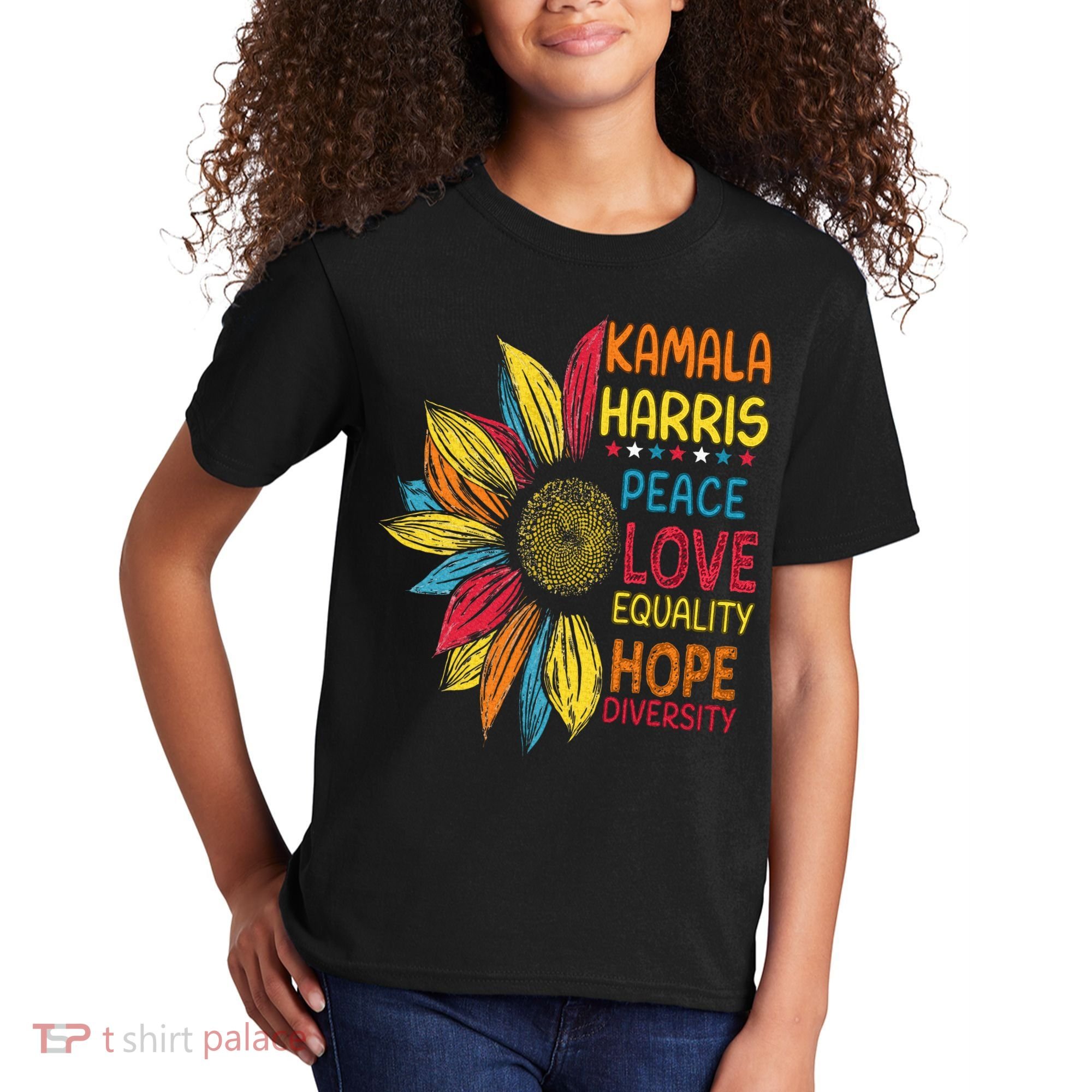 Kamala Harris Peace Love Equality Hope Diversity Kids T-Shirt