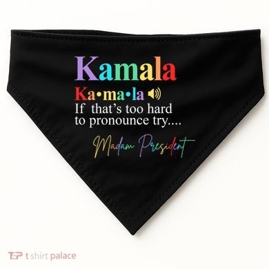 Kamala Harris Pronunciation Madam President USA-Made Doggie Bandana