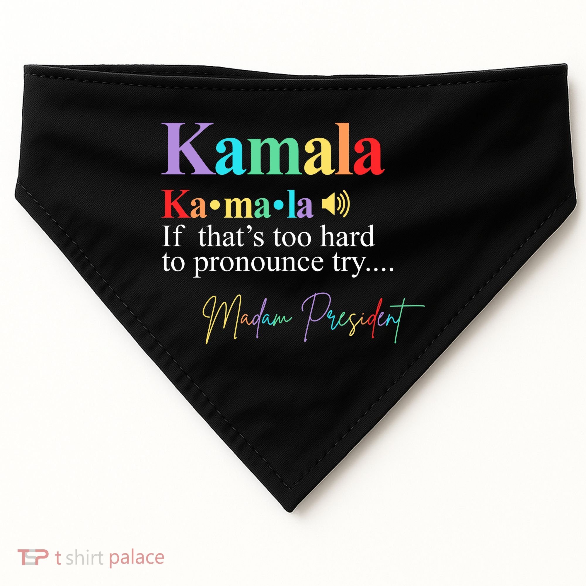 Kamala Harris Pronunciation Madam President USA-Made Doggie Bandana