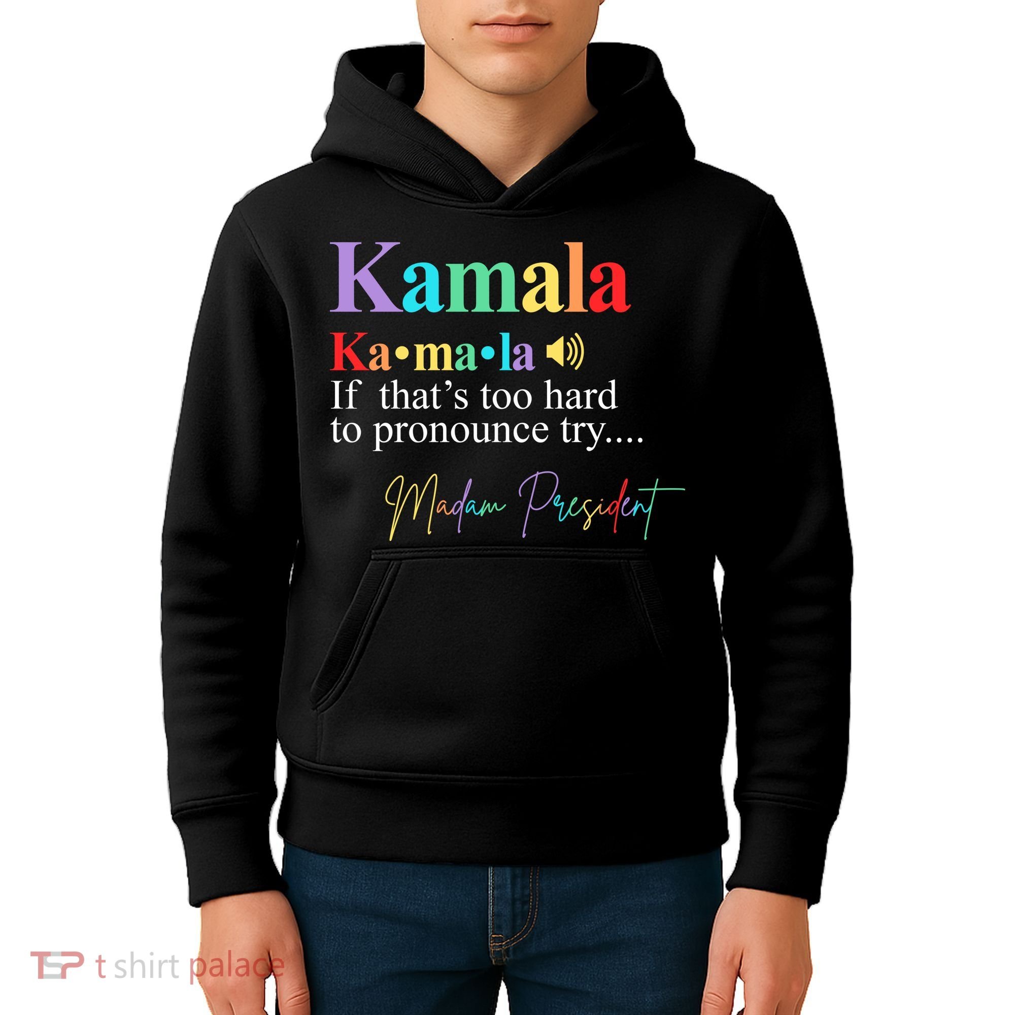 Kamala Harris Pronunciation Madam President Kids Hoodie