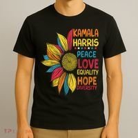 Kamala Harris Peace Love Equality Hope Diversity T-Shirt thumb 3