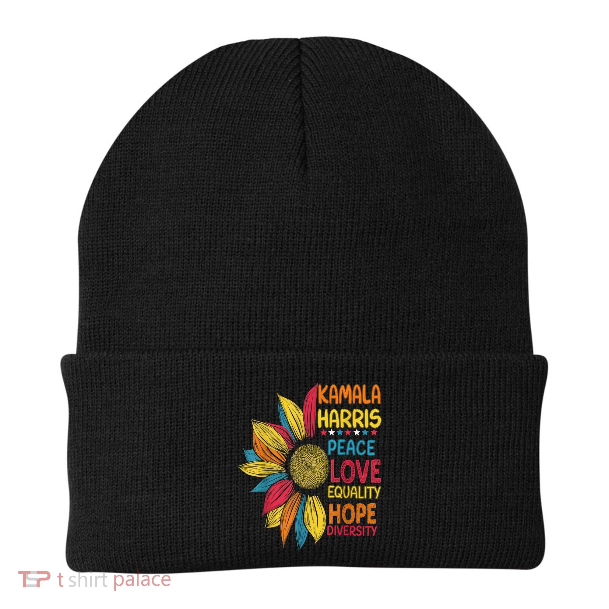 Kamala Harris Peace Love Equality Hope Diversity Beanie